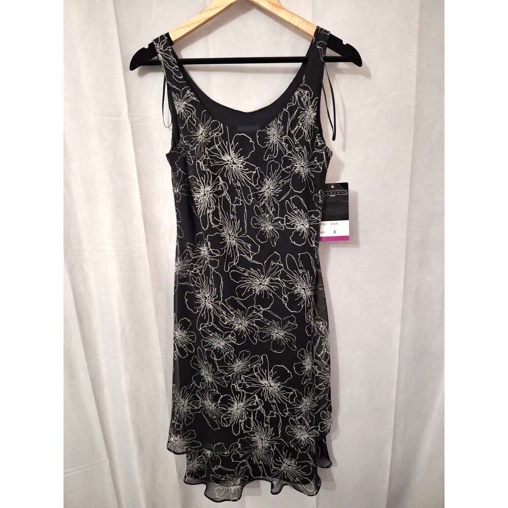 Scarlett Y2K Dark Floral Chiffon Fairycore Midi Dress Sz 8 Feminine Whimsigoth